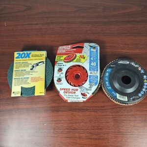 Lot of 3 Flap Discs 4-1/2" - Norton 20X, Diablo Steel Demon, Hercules Ceramic